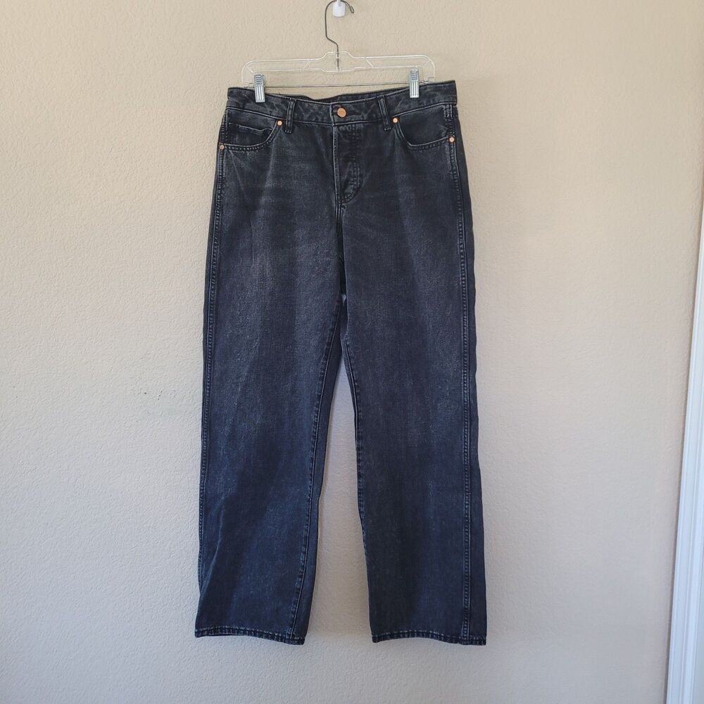 Express Jeans Womens Size 10 Low Rise Relaxed Straight Button Fly Faded Black